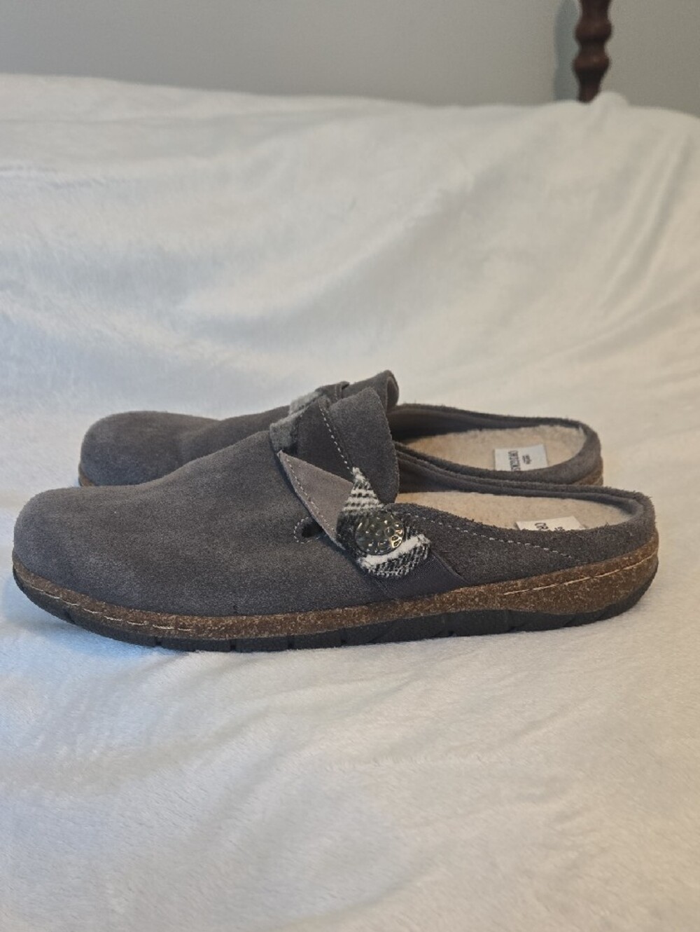 Earth Origins Lined Suede Slip-On Clogs with Patterned Strap - Picture 5 of 11